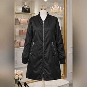 Luisa Cerano Black Longline Bomber Jacket